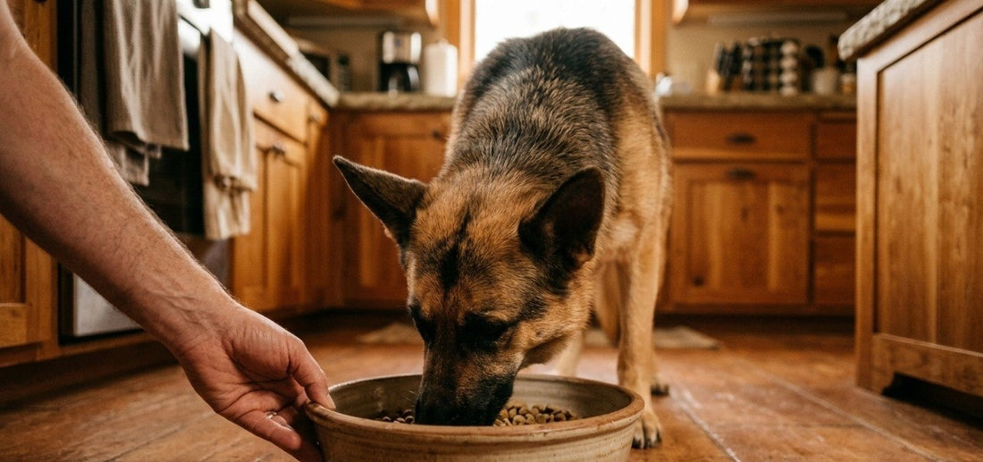 Dog supplements German Shepherd eating
